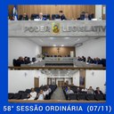 Resumo da 58ª Sessão Ordinária da Câmara Municipal de Nilópolis, realizada em 07/11/2022.